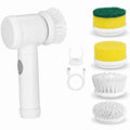 Shynora electric scrubber with 4 brush heads, charging base and USB cable